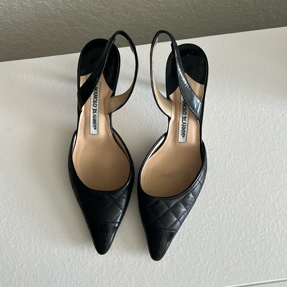 Quilted Manolo Blahnik slingbacks